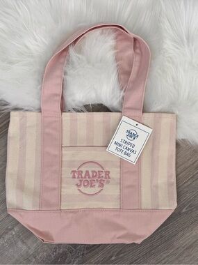 💞Limited Edition Trader Joe’s Mini Tote Bag - Light Pink Striped Summer 2026